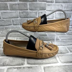 Antonio Melani Women's 9.5 Tan Leather Moc Toe Tassel Driving Loafer Shoes